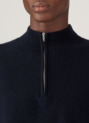 Men's Cashmere Half Zip Jumper in Navy