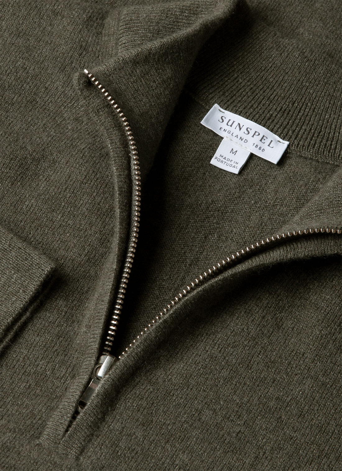 Men's Cashmere Half Zip Jumper in Khaki