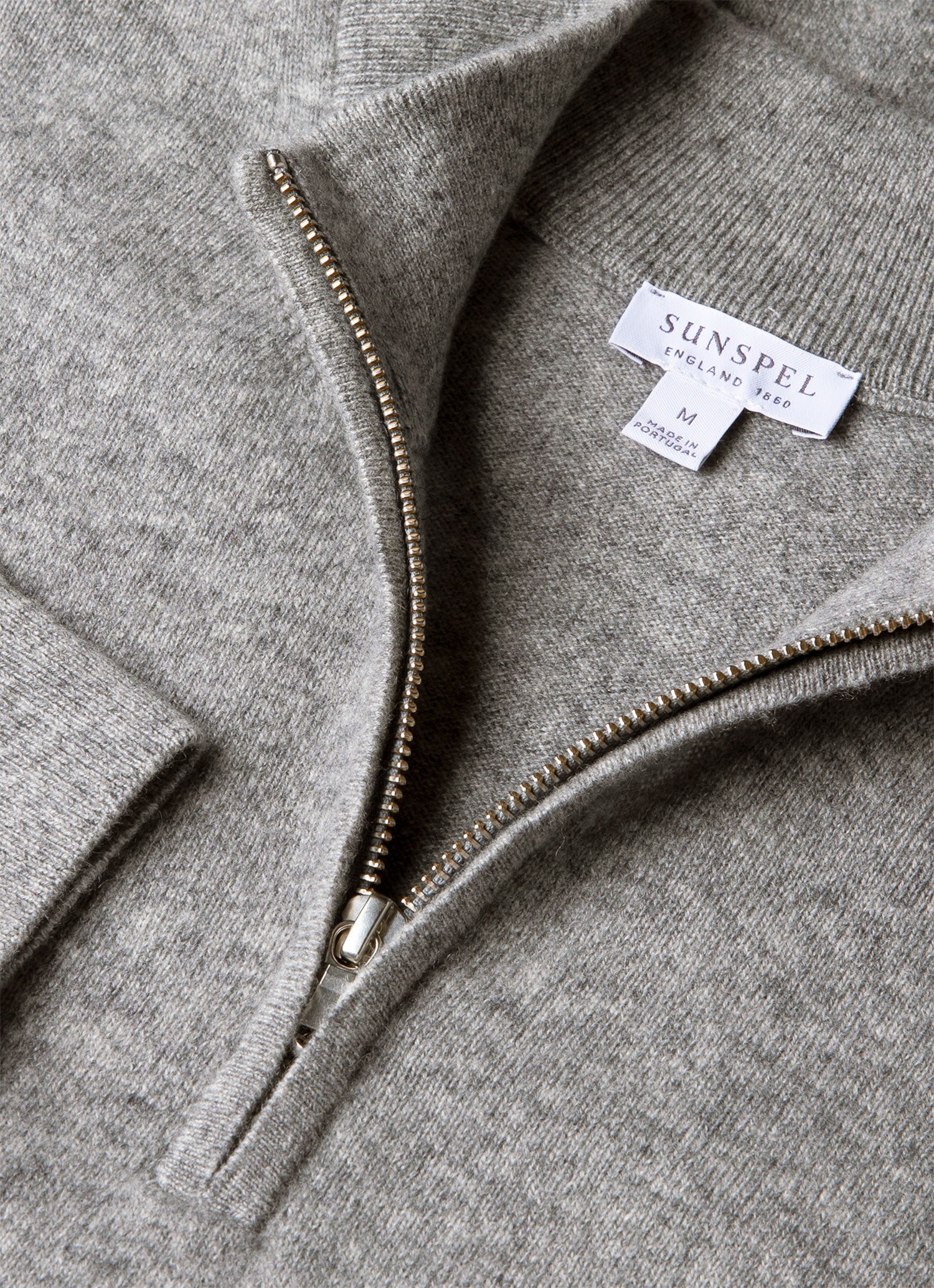 Men's Cashmere Half Zip Jumper in Grey Melange