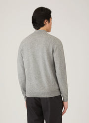 Men's Cashmere Half Zip Jumper in Grey Melange