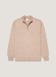 Men's Cashmere Half Zip Jumper in Oatmeal Melange