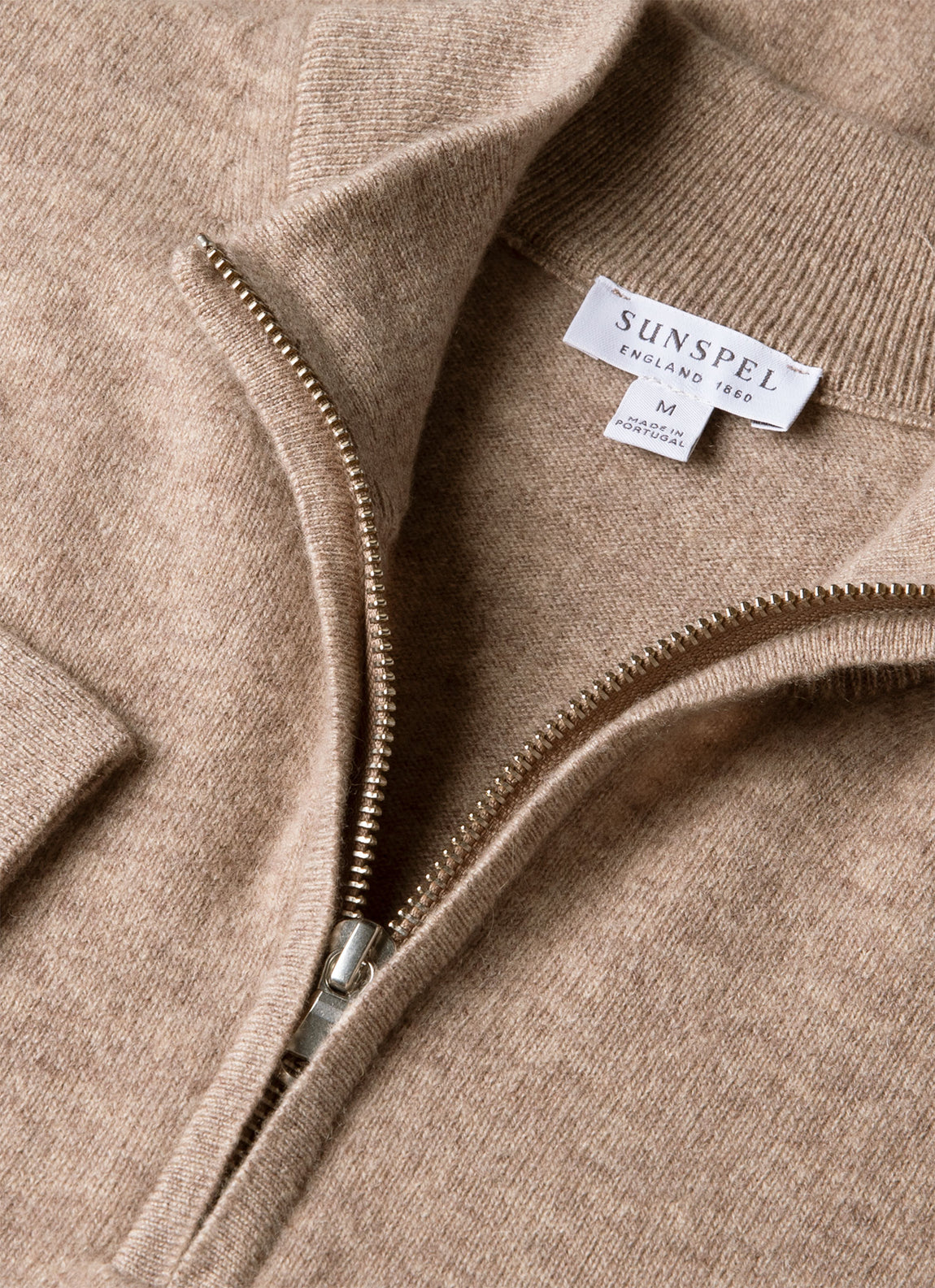 Men's Cashmere Half Zip Jumper in Oatmeal Melange