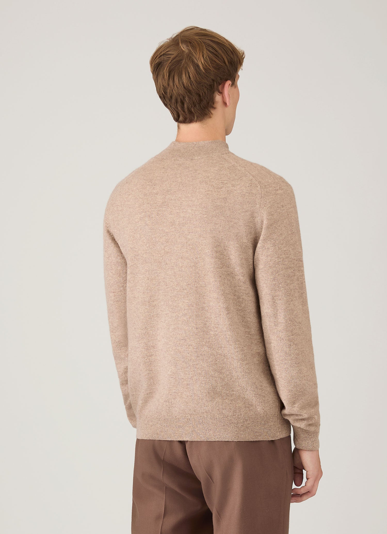 Men's Cashmere Half Zip Jumper in Oatmeal Melange