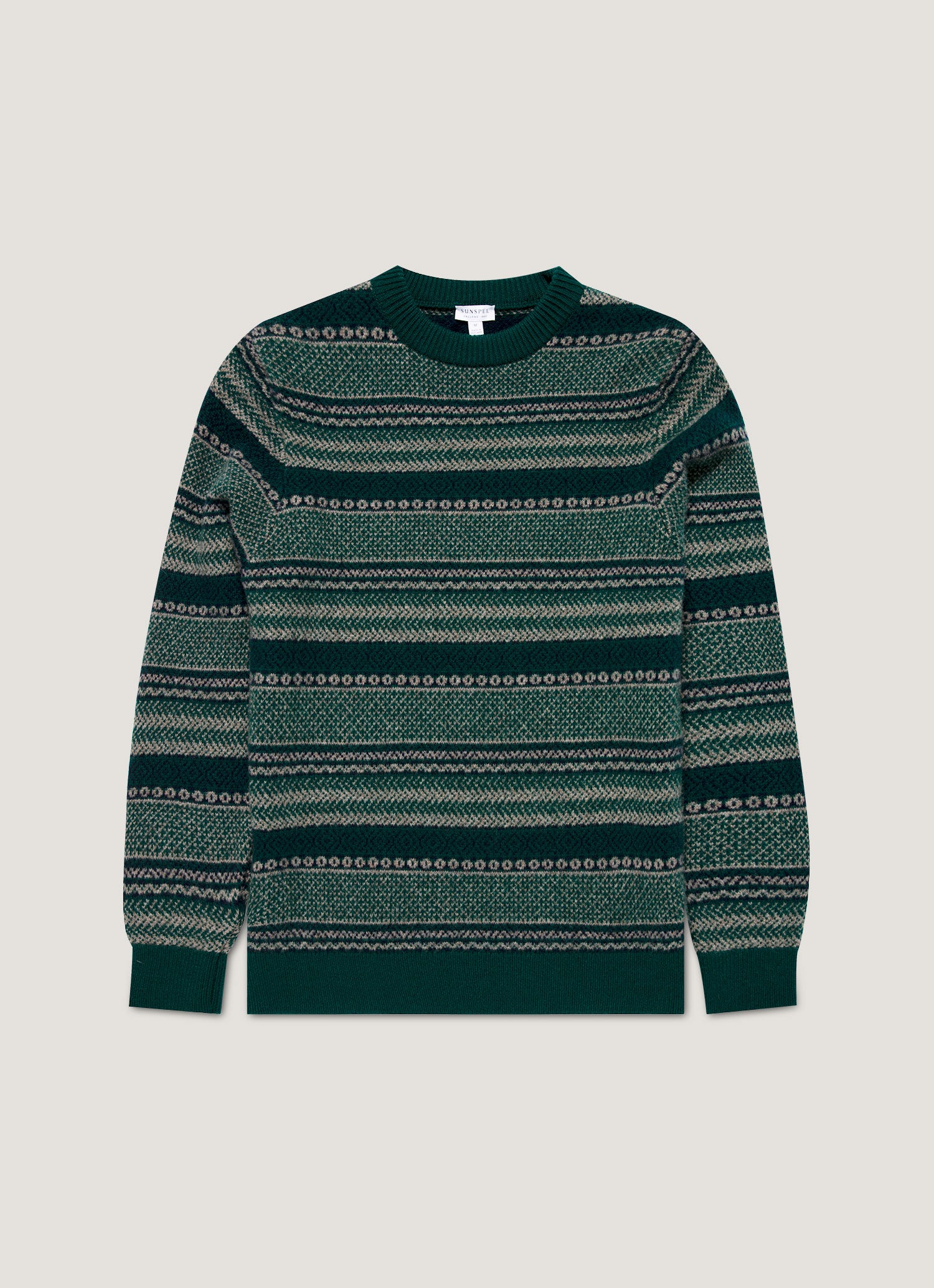 Men's Lambswool Fair Isle Jumper in Holly Green