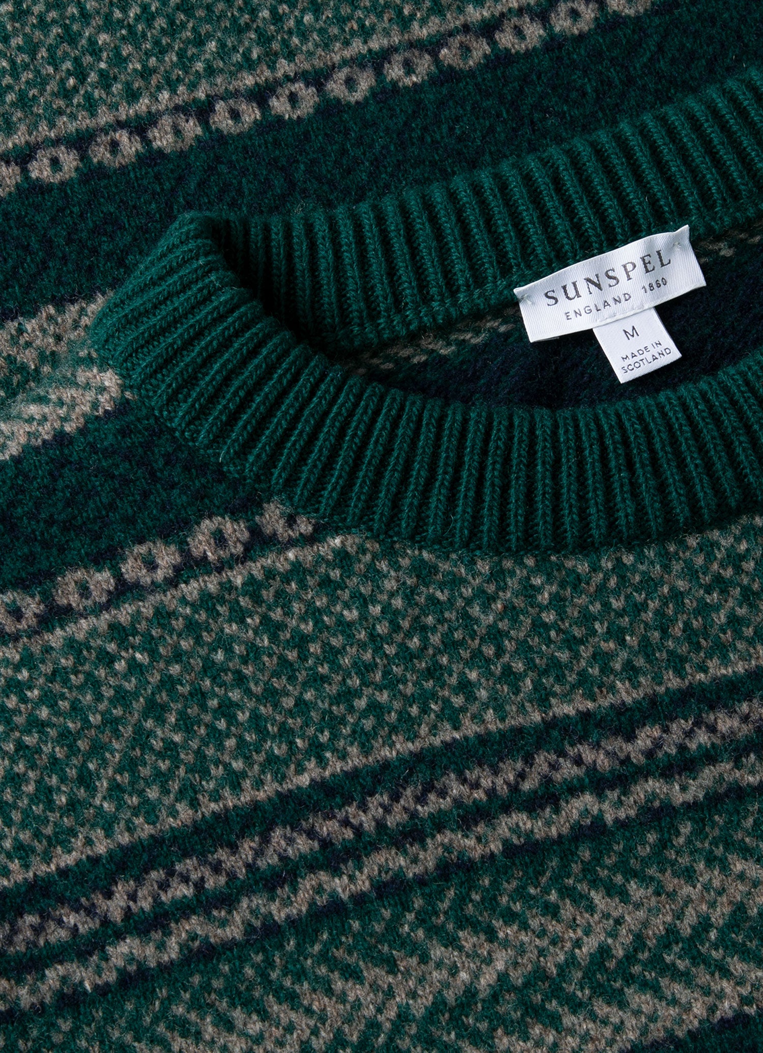 Men's Lambswool Fair Isle Jumper in Holly Green