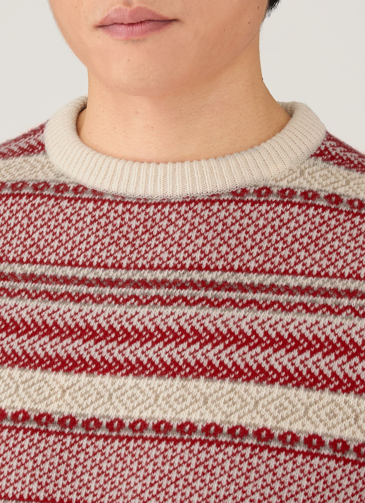 Men's Lambswool Fair Isle Jumper in Bright Red