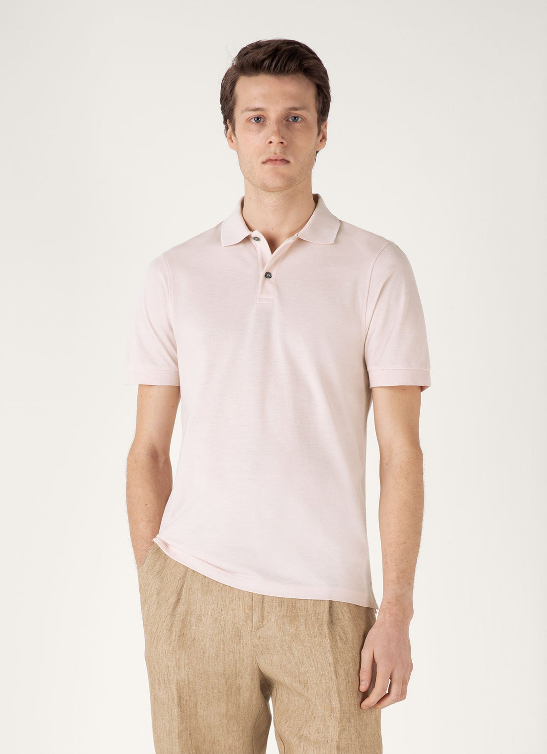 Men's Piqué Polo Shirt in Pastel Pink
