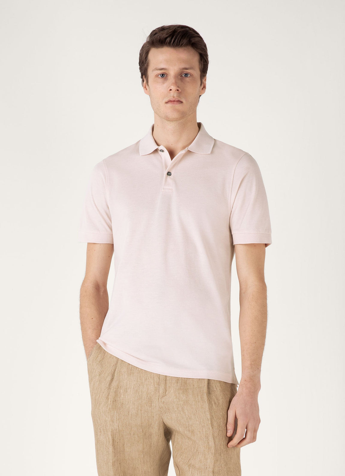Men's Piqué Polo Shirt in Pastel Pink