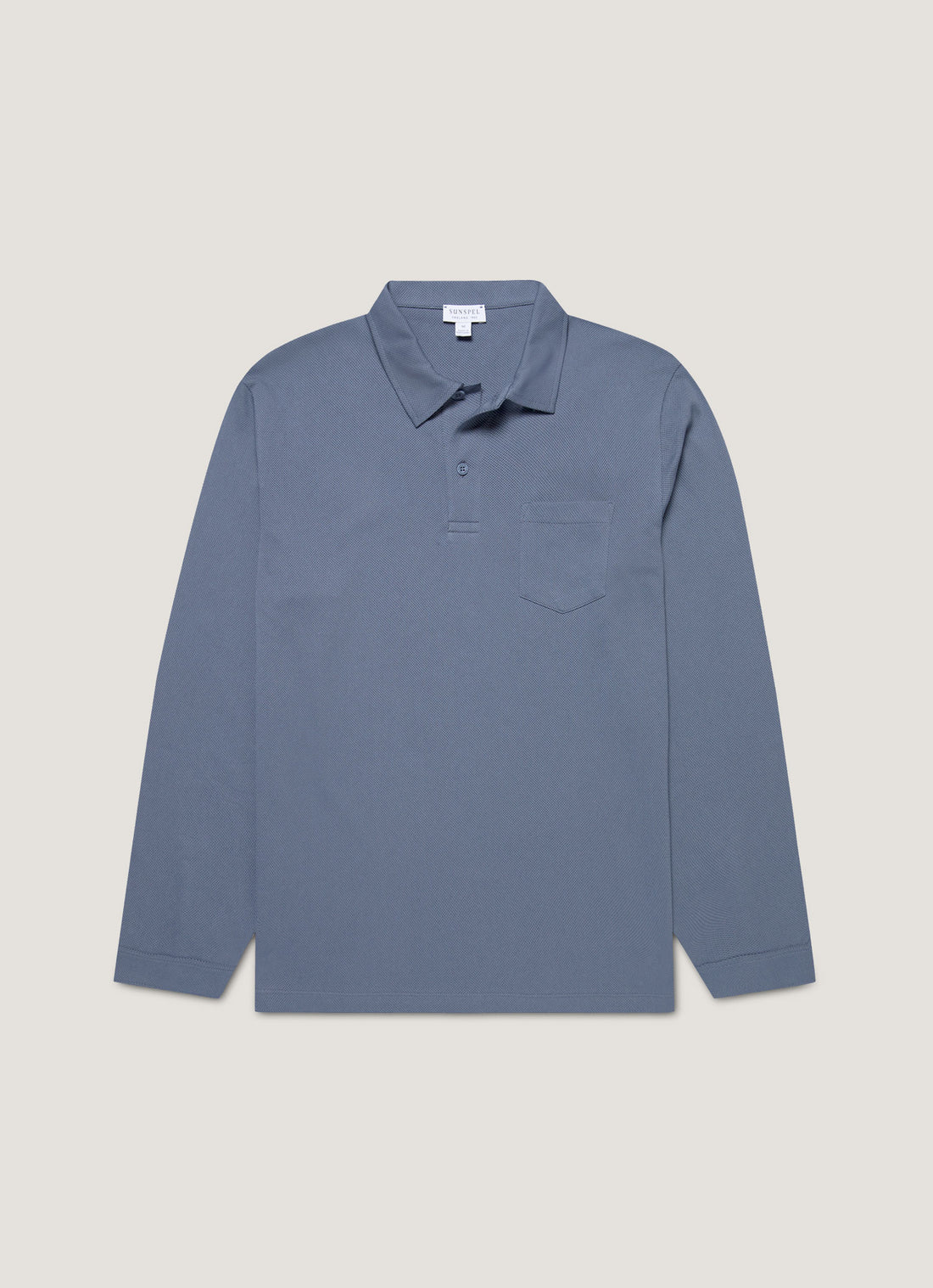 Men's Long Sleeve Riviera Polo Shirt in Selvedge Blue