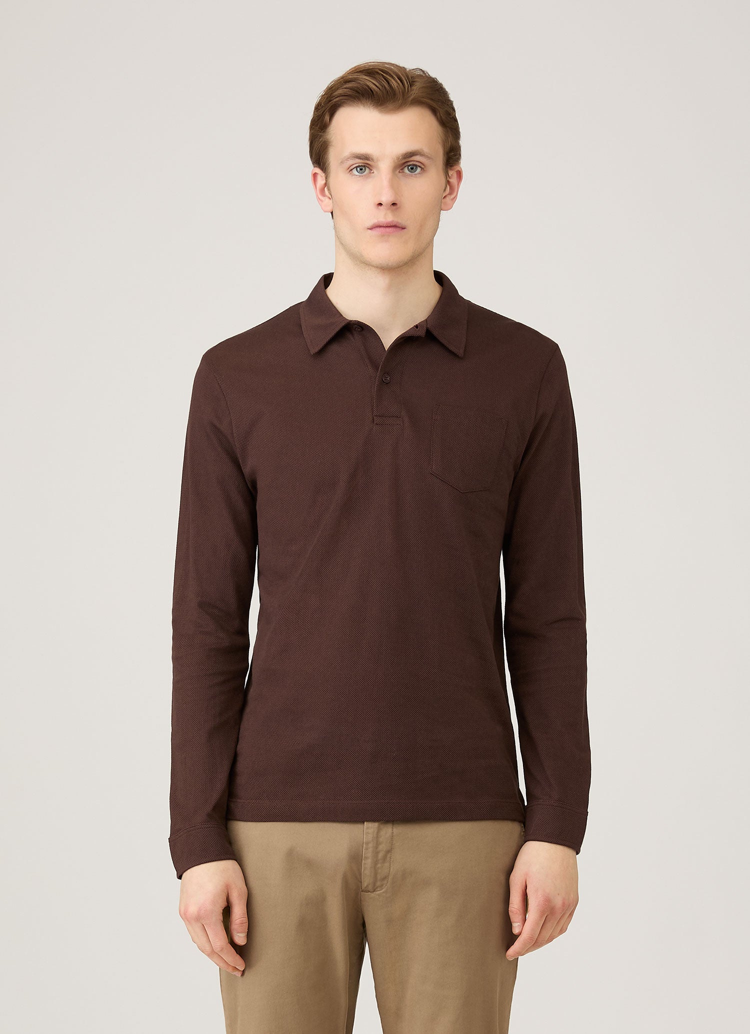 Men's Long Sleeve Riviera Polo Shirt in Bakelite