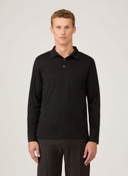Men's Long Sleeve Classic Jersey Polo Shirt in Black