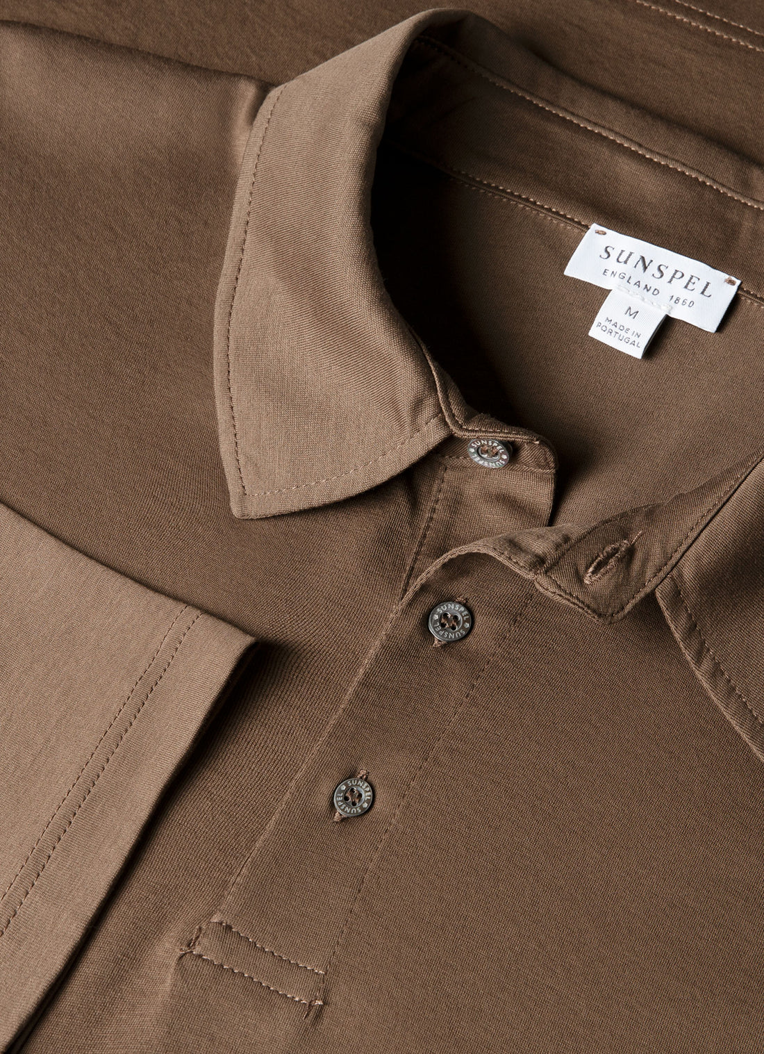 Men's Long Sleeve Classic Jersey Polo Shirt in Bark