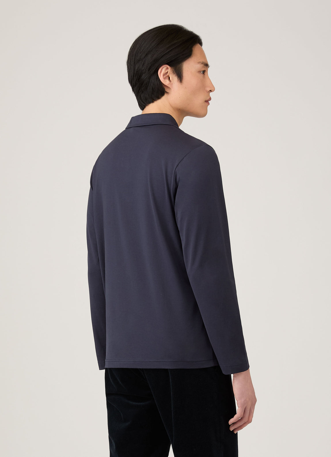 Men's Long Sleeve Classic Jersey Polo Shirt in Navy