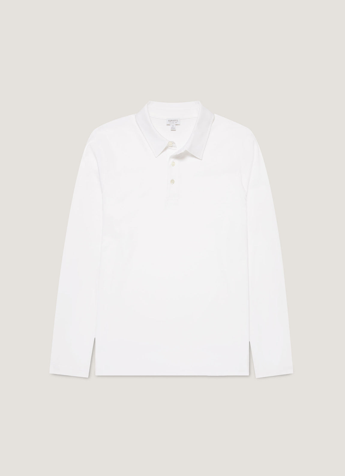 Men's Long Sleeve Classic Jersey Polo Shirt in White