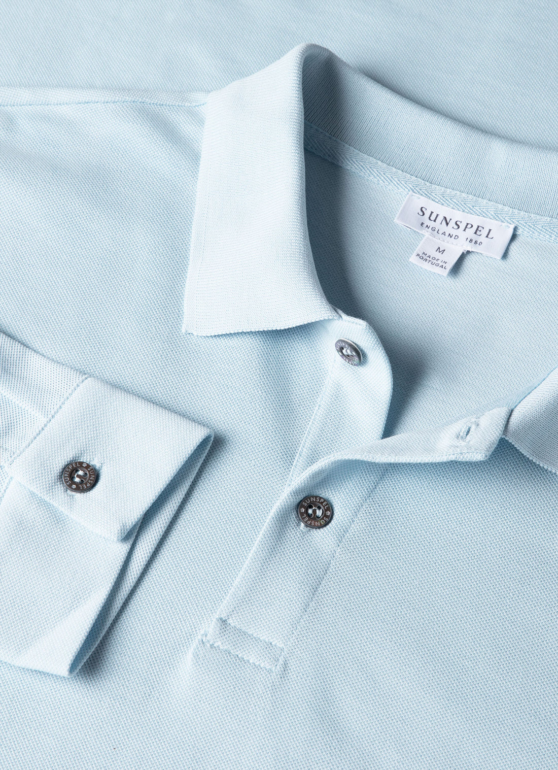 Men's Long Sleeve Piqué Polo Shirt in Frost Blue