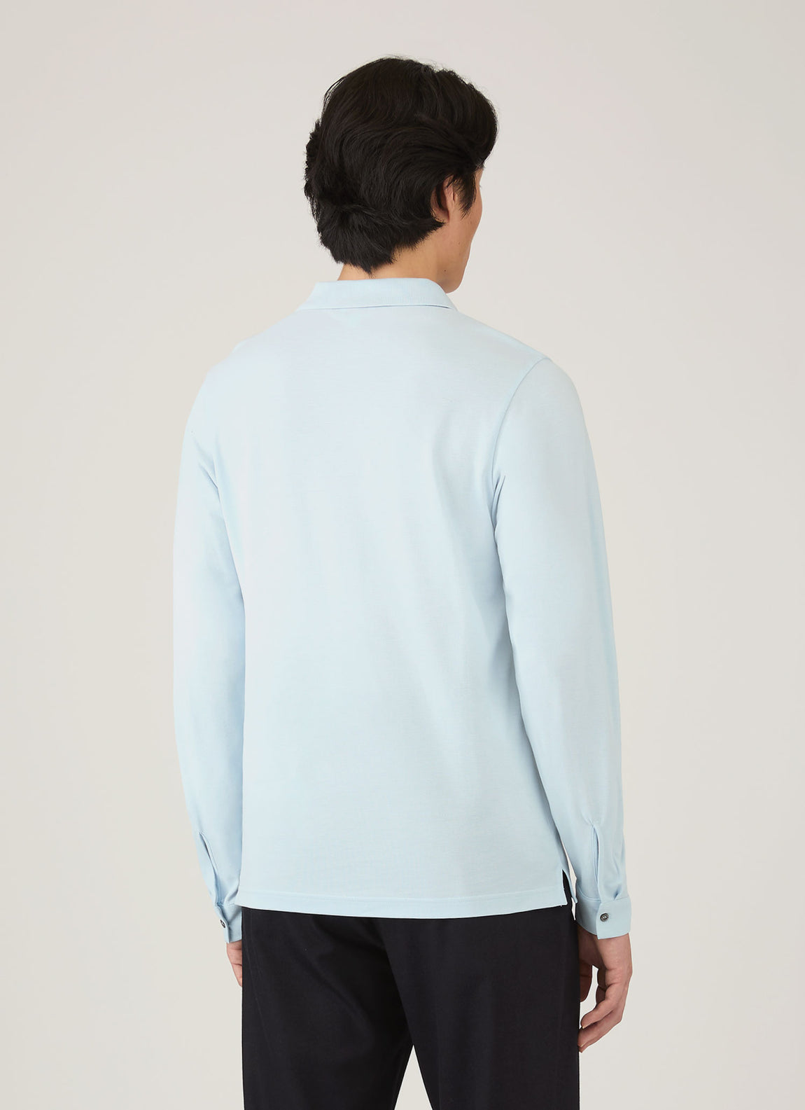 Men's Long Sleeve Piqué Polo Shirt in Frost Blue