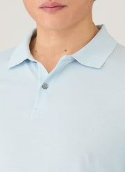 Men's Long Sleeve Piqué Polo Shirt in Frost Blue