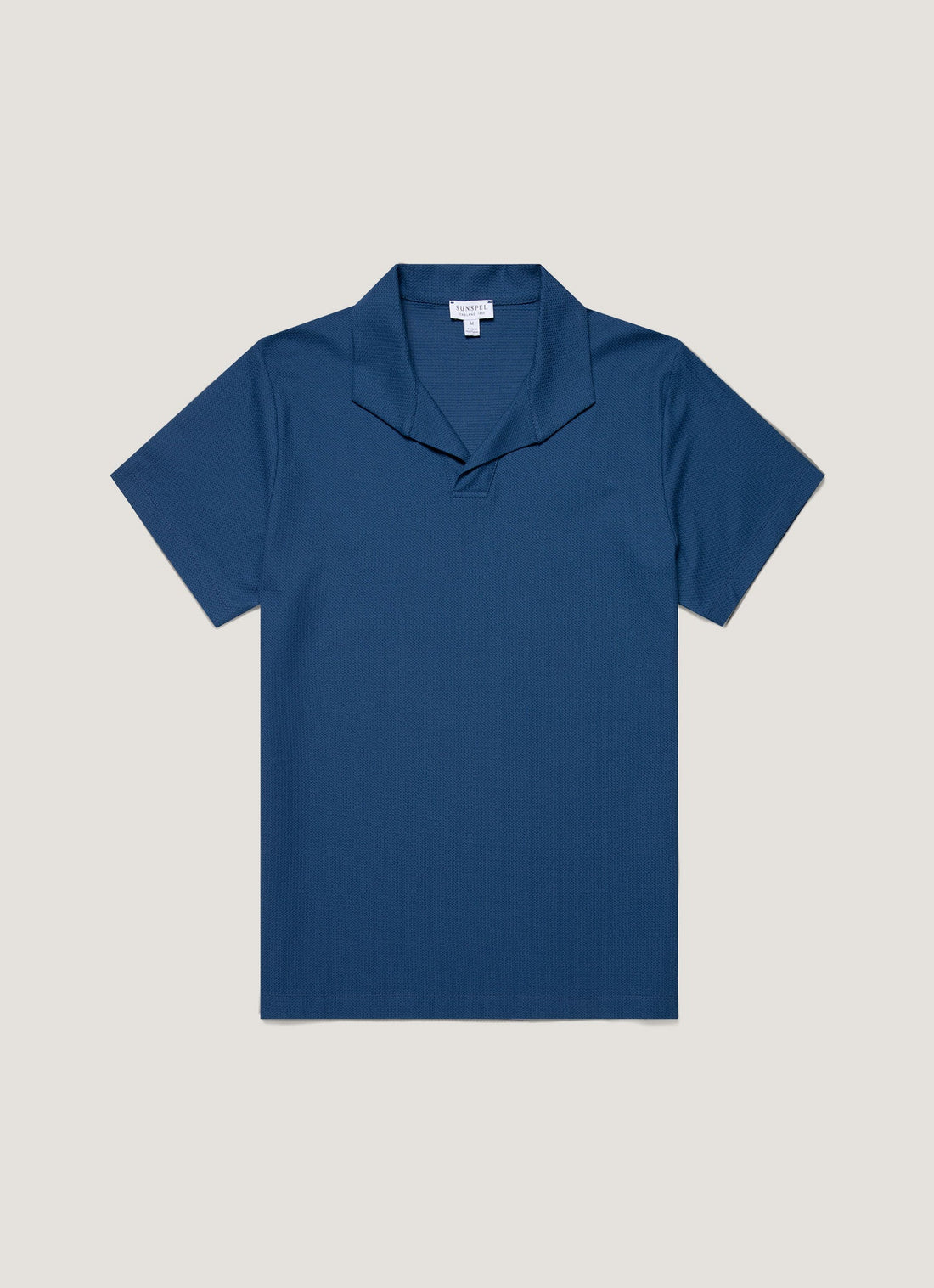 Men's Textured Jersey Polo Shirt in Soft Denim
