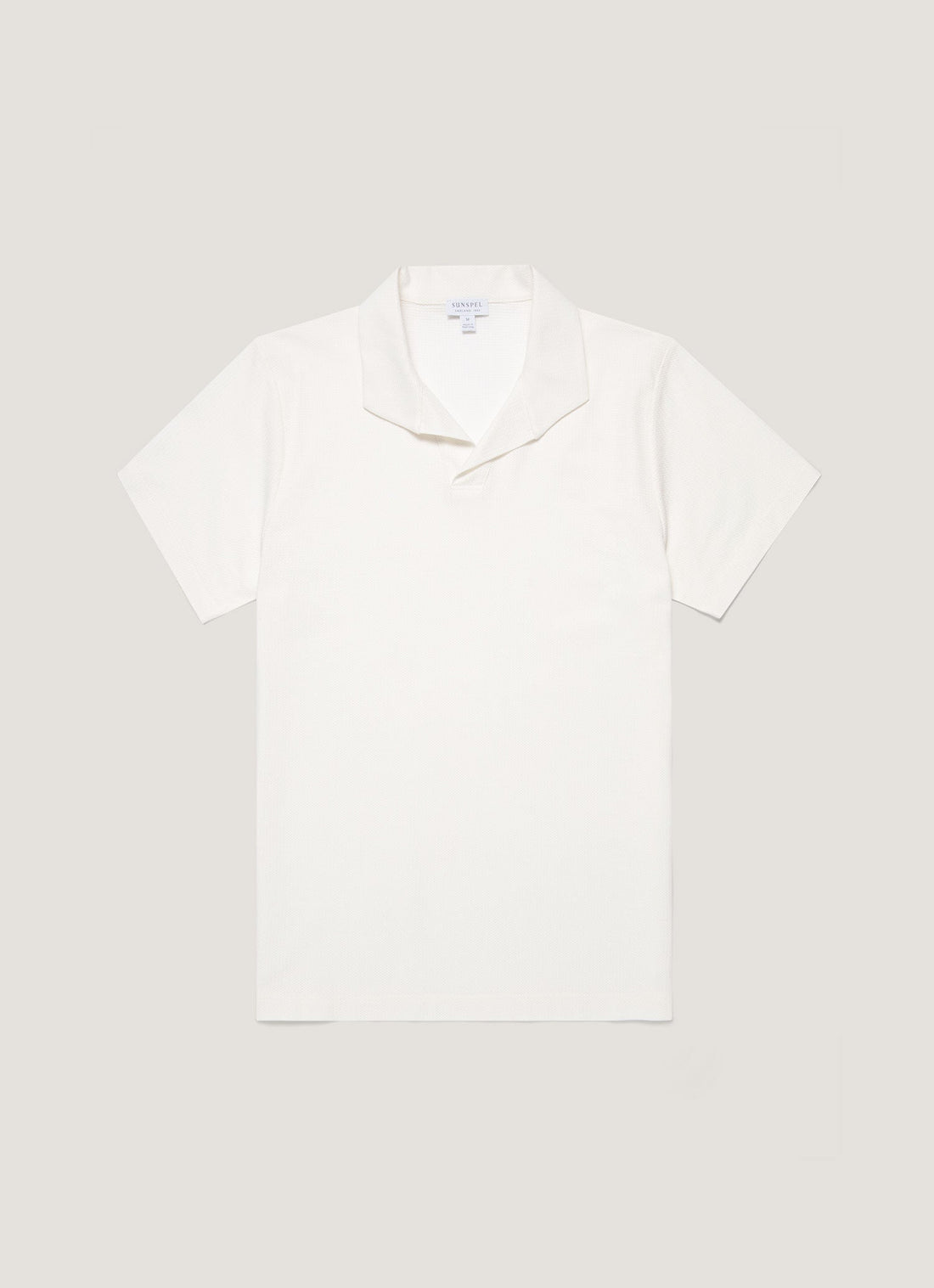 Men's Textured Jersey Polo Shirt in Ecru