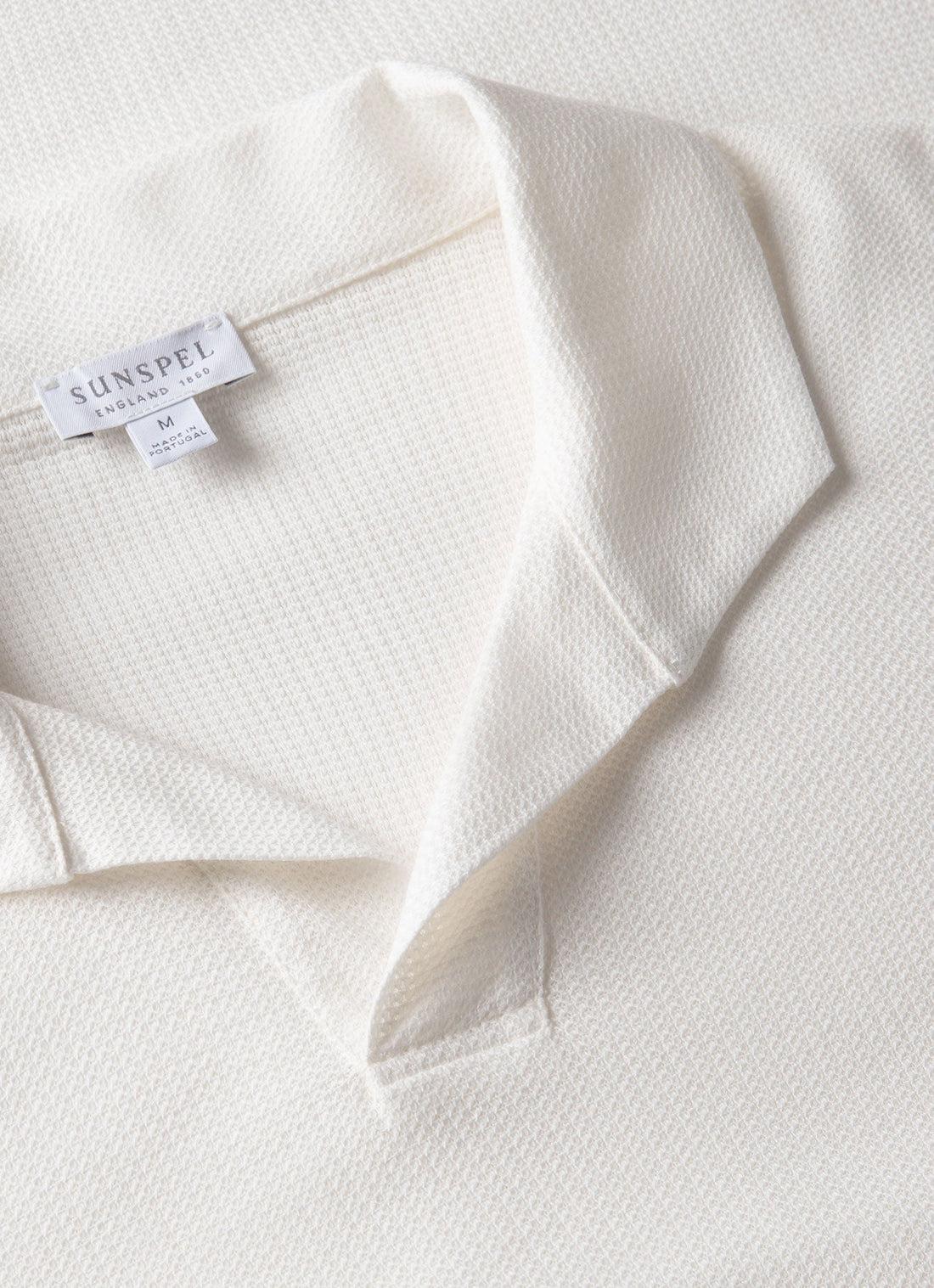 Men's Textured Jersey Polo Shirt in Ecru