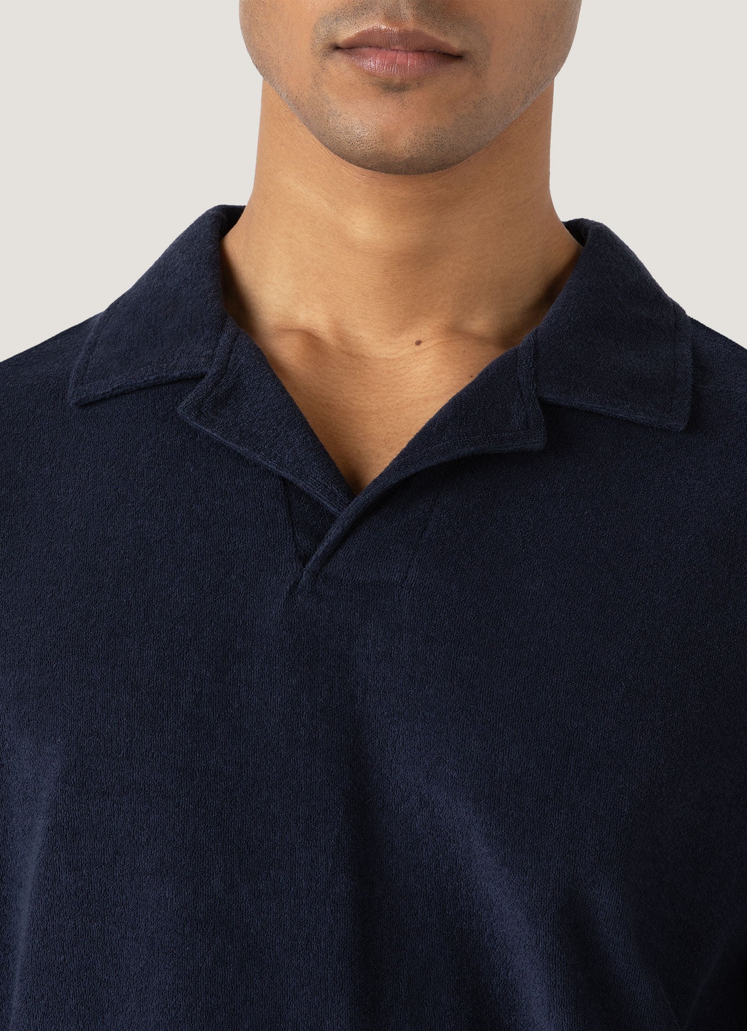 Men's Towelling Polo Shirt in Navy