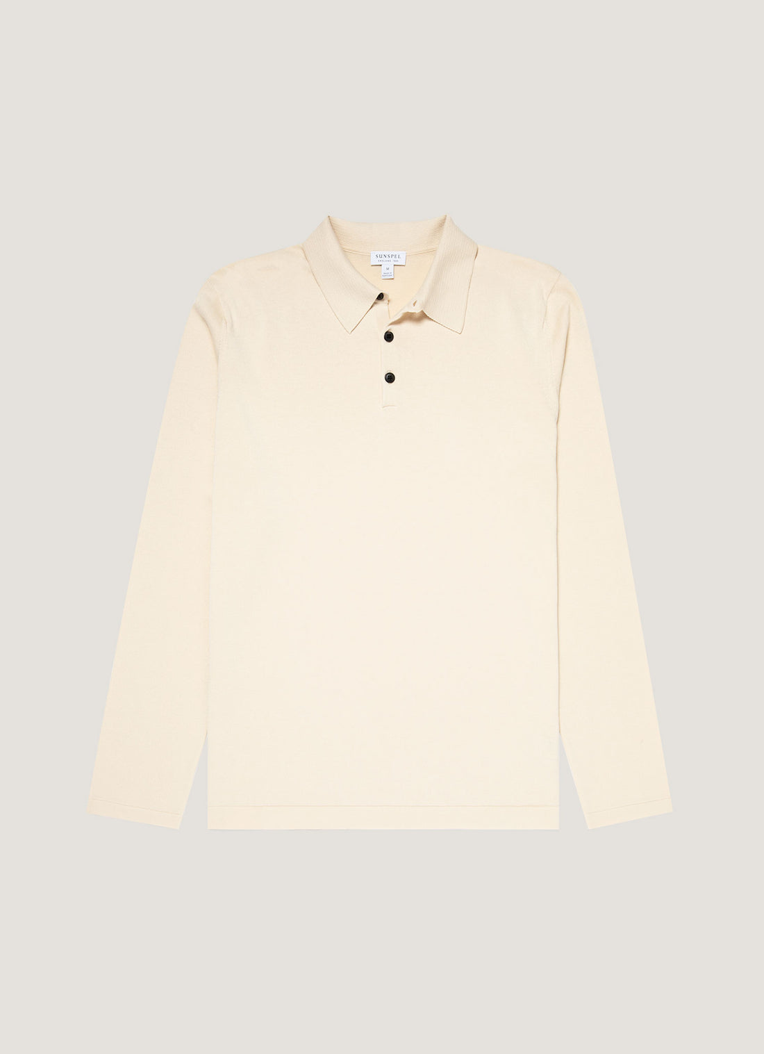 Men's Long Sleeve Sea Island Cotton Knit Polo Shirt in Undyed