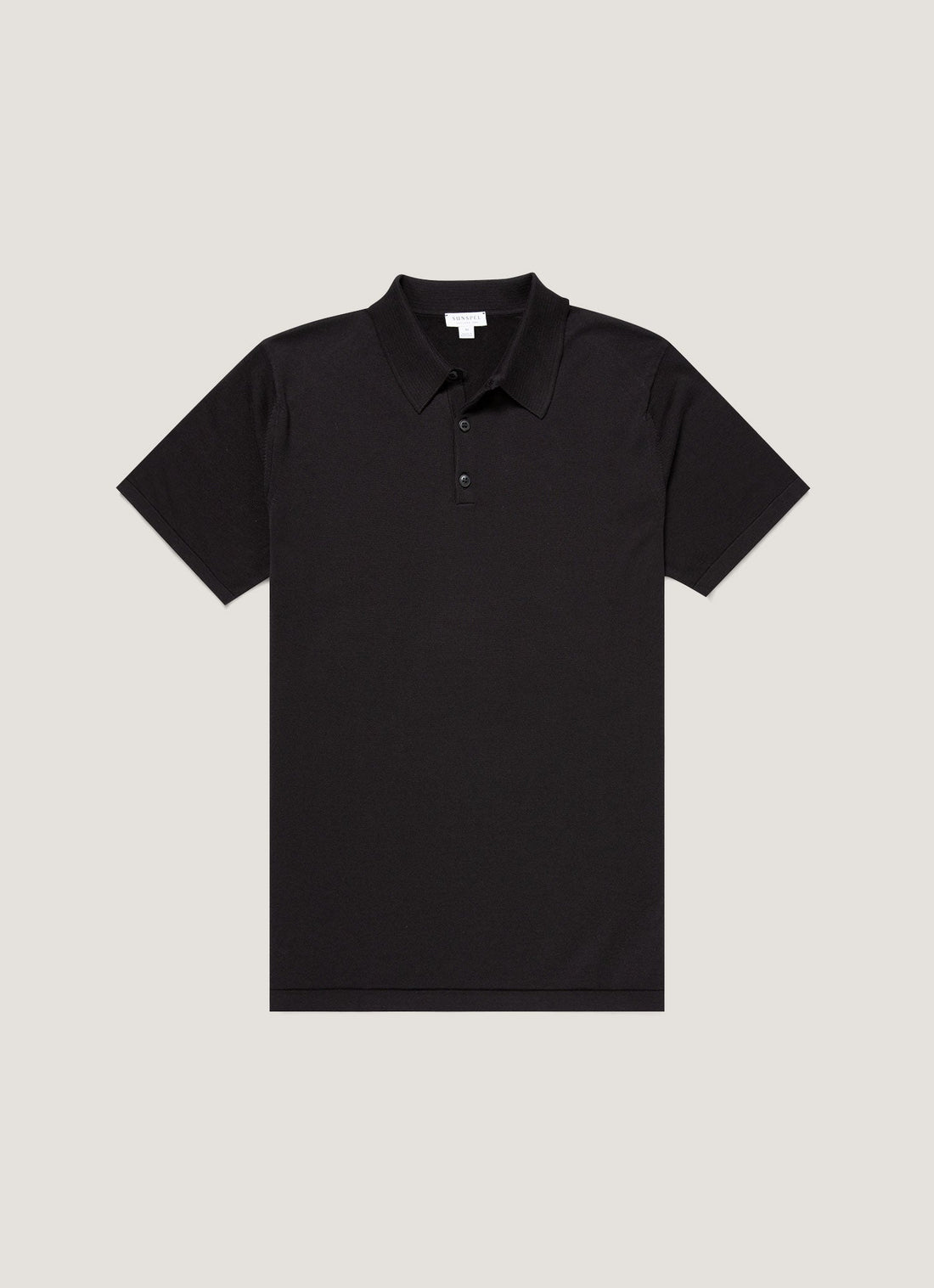 Men's Sea Island Cotton Knit Polo Shirt in Black