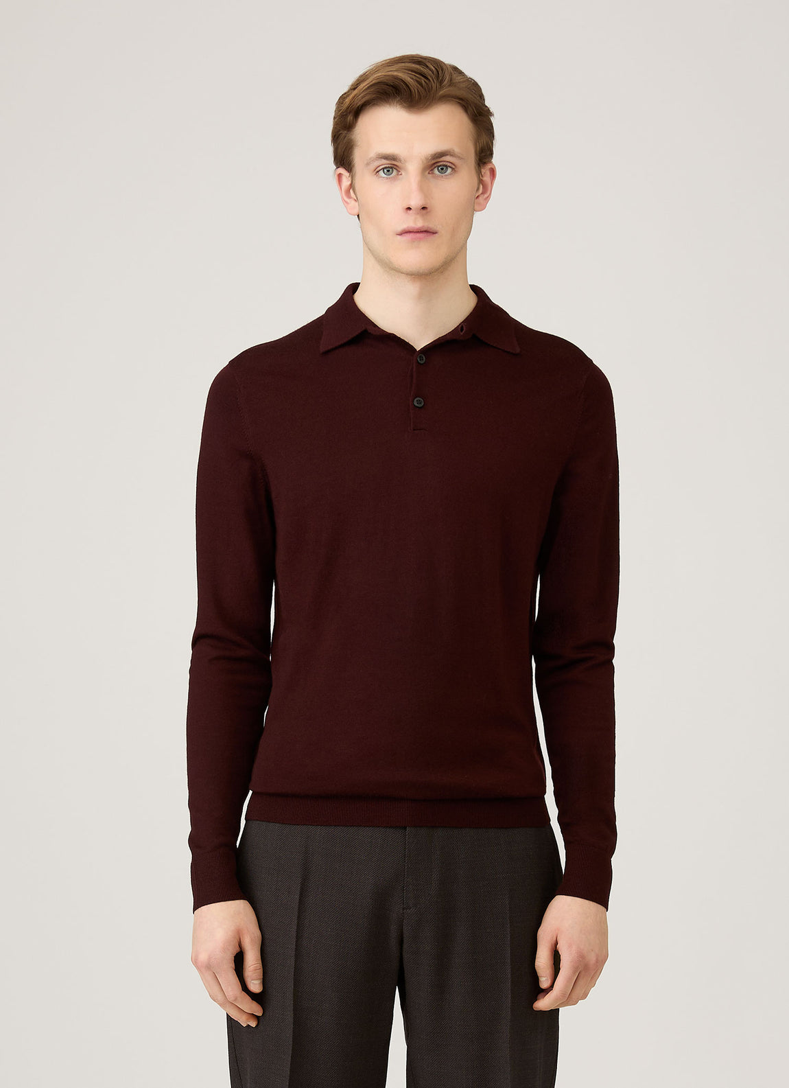 Men's Extra-Fine Merino Polo Shirt in Bakelite