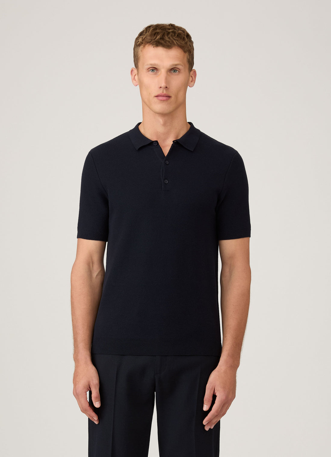 Men's Knit Polo Shirt in Navy