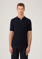 Men's Knit Polo Shirt in Navy