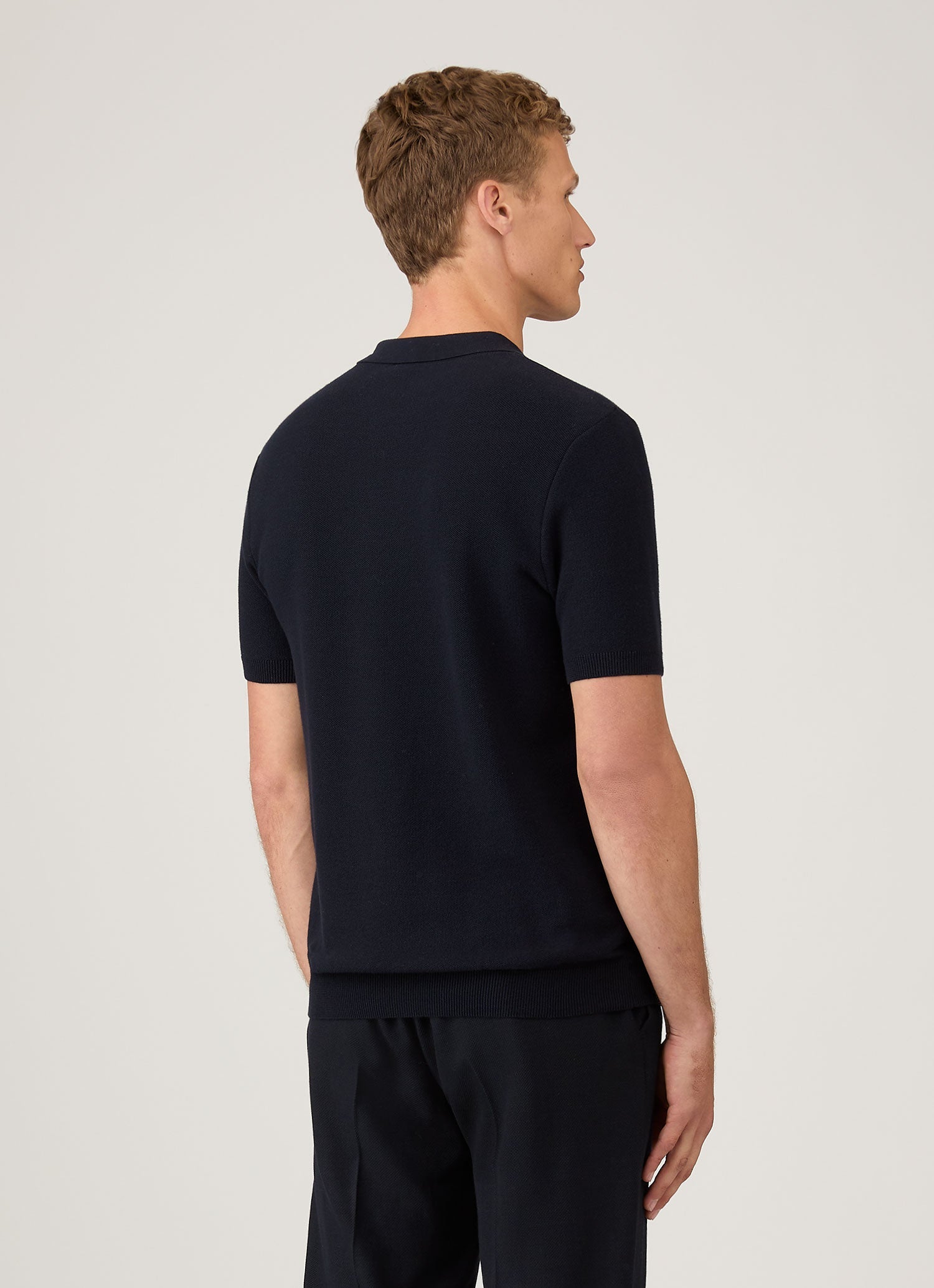 Men's Knit Polo Shirt in Navy
