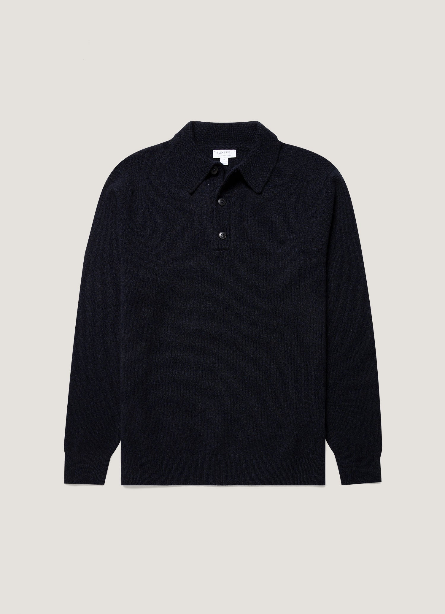 Men's Lambswool Polo Shirt in Dark Navy Mouline