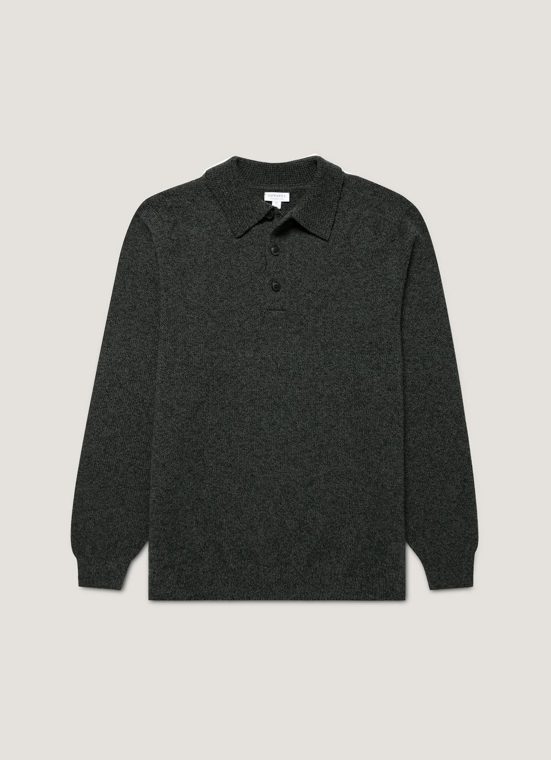 Men's Lambswool Polo Shirt in Dark Green Twist
