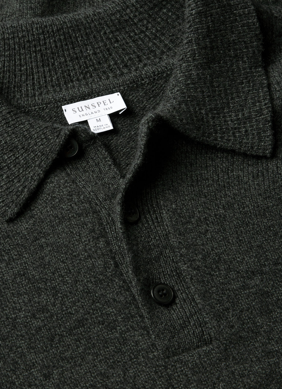 Men's Lambswool Polo Shirt in Dark Green Twist