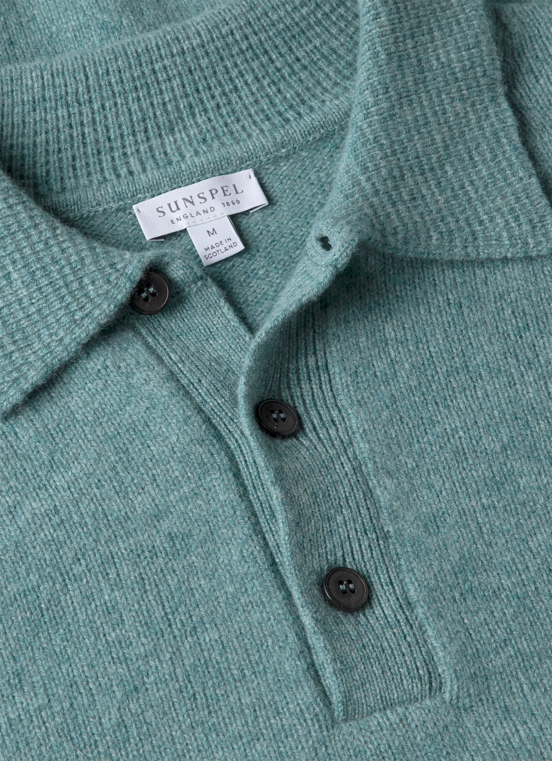 Men's Lambswool Polo Shirt in Steel Green