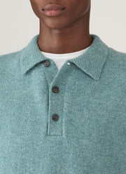 Men's Lambswool Polo Shirt in Steel Green