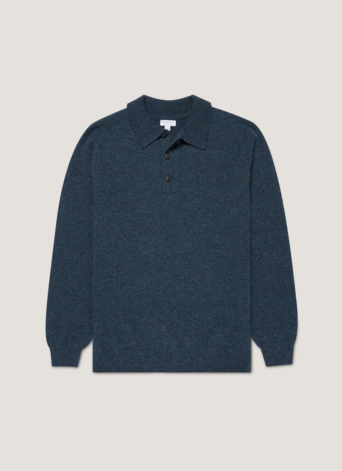 Men's Lambswool Polo Shirt in Dark Petrol Twist