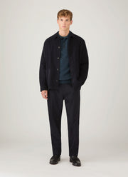 Men's Lambswool Polo Shirt in Dark Petrol Twist