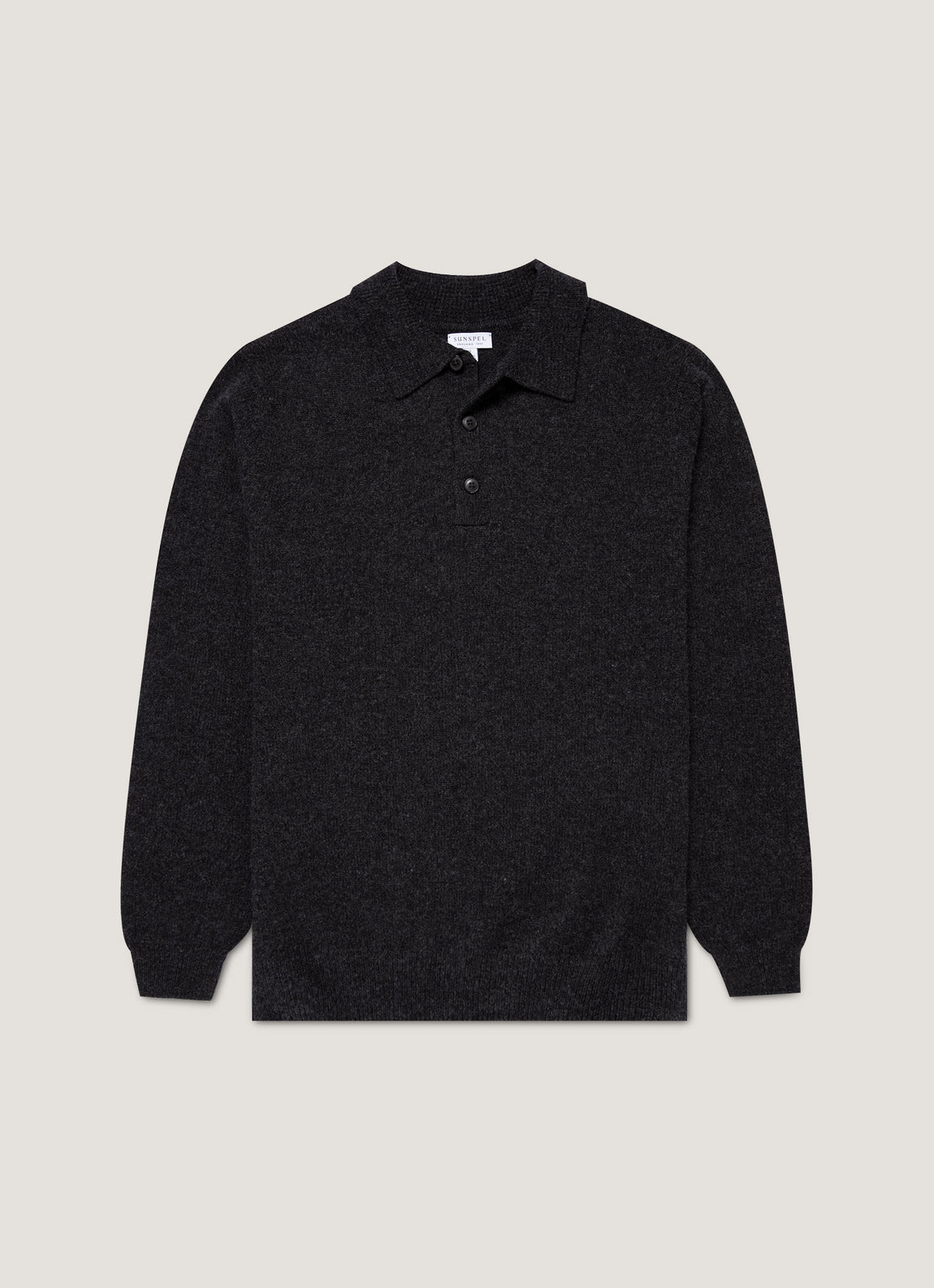 Men's Lambswool Polo Shirt in Charcoal Melange
