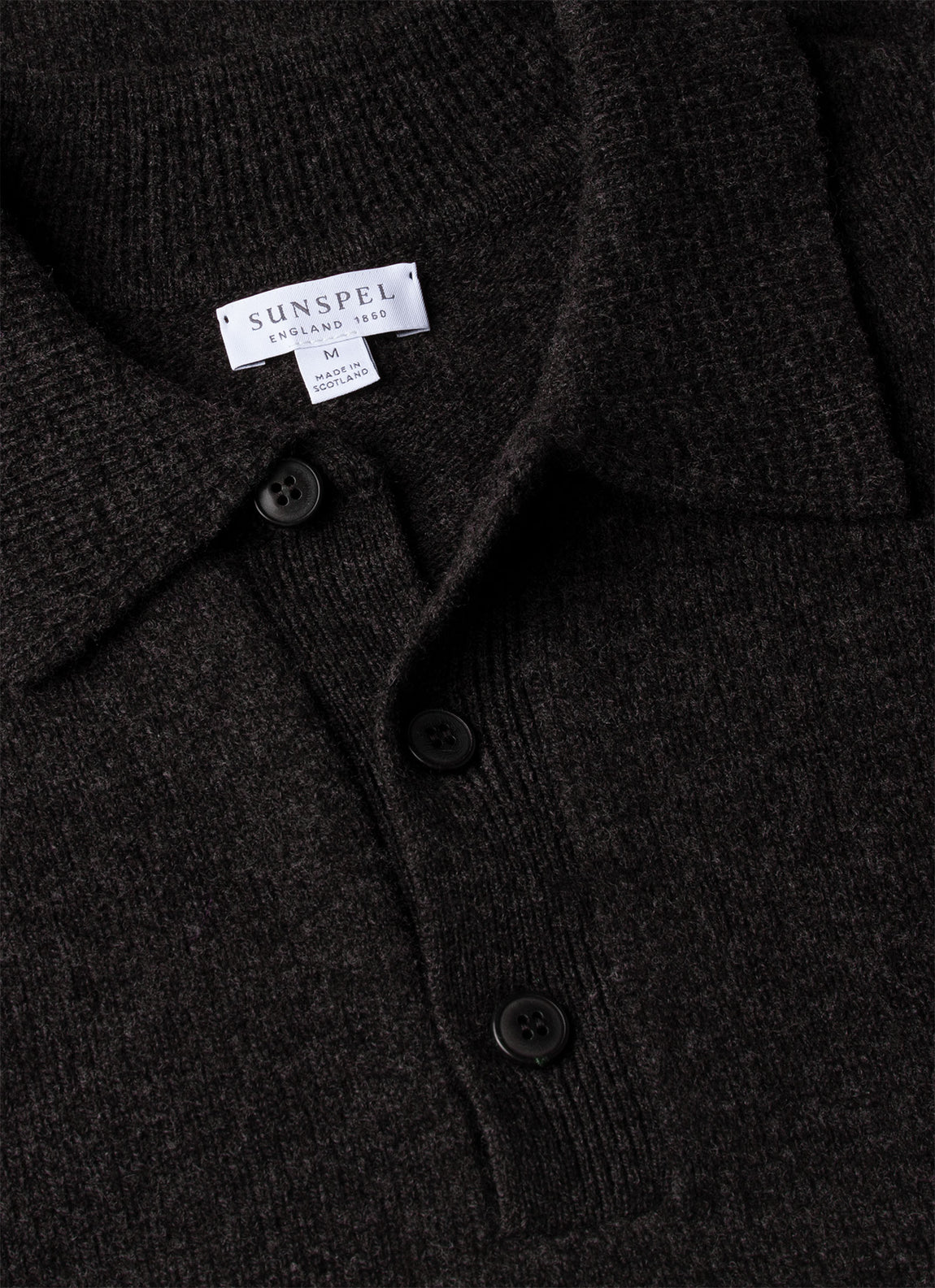 Men's Lambswool Polo Shirt in Charcoal Melange