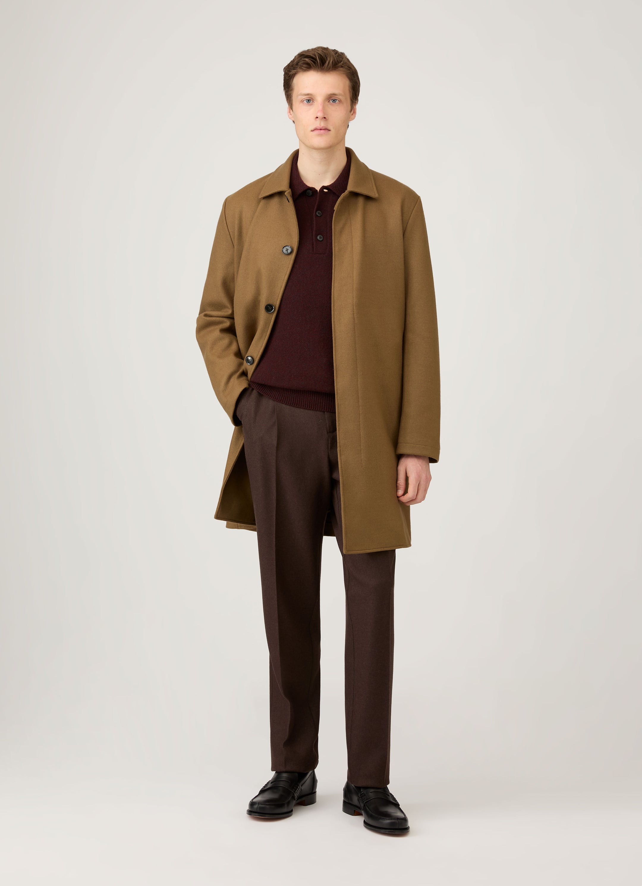 Men's Lambswool Polo Shirt in Bakelite Twist