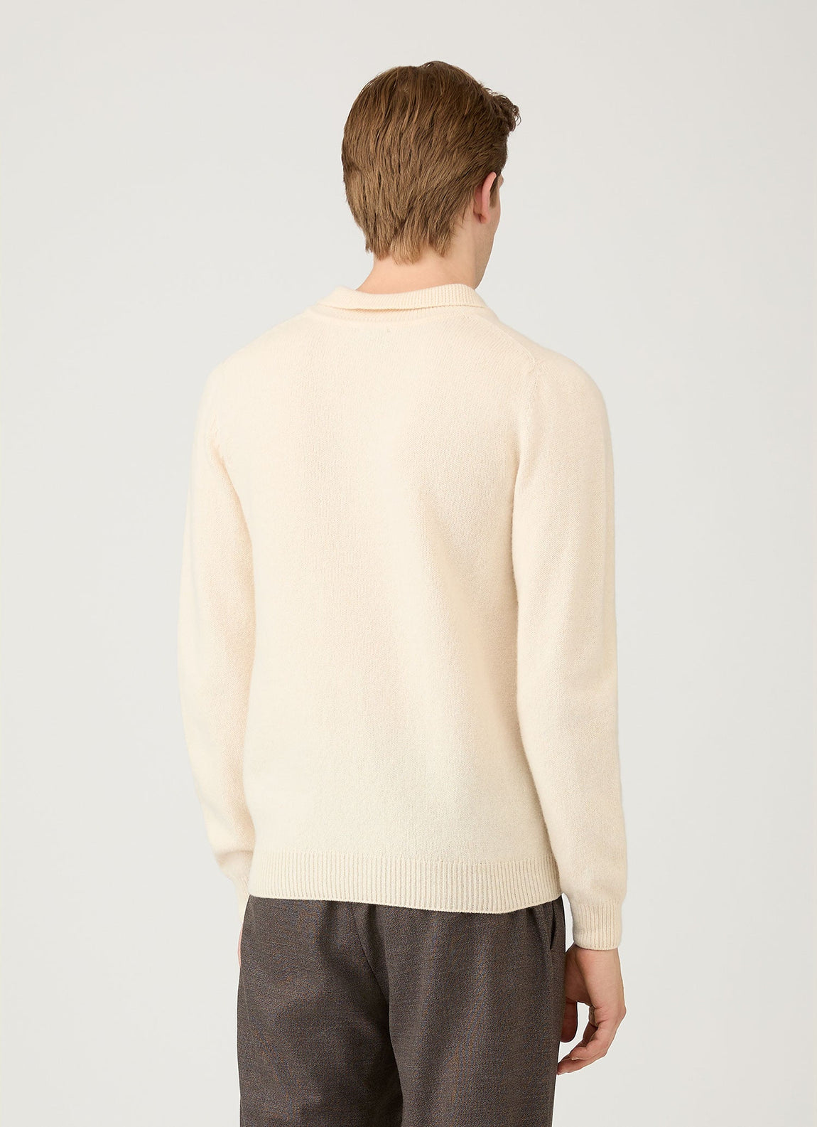 Men's Lambswool Polo Shirt in Ecru