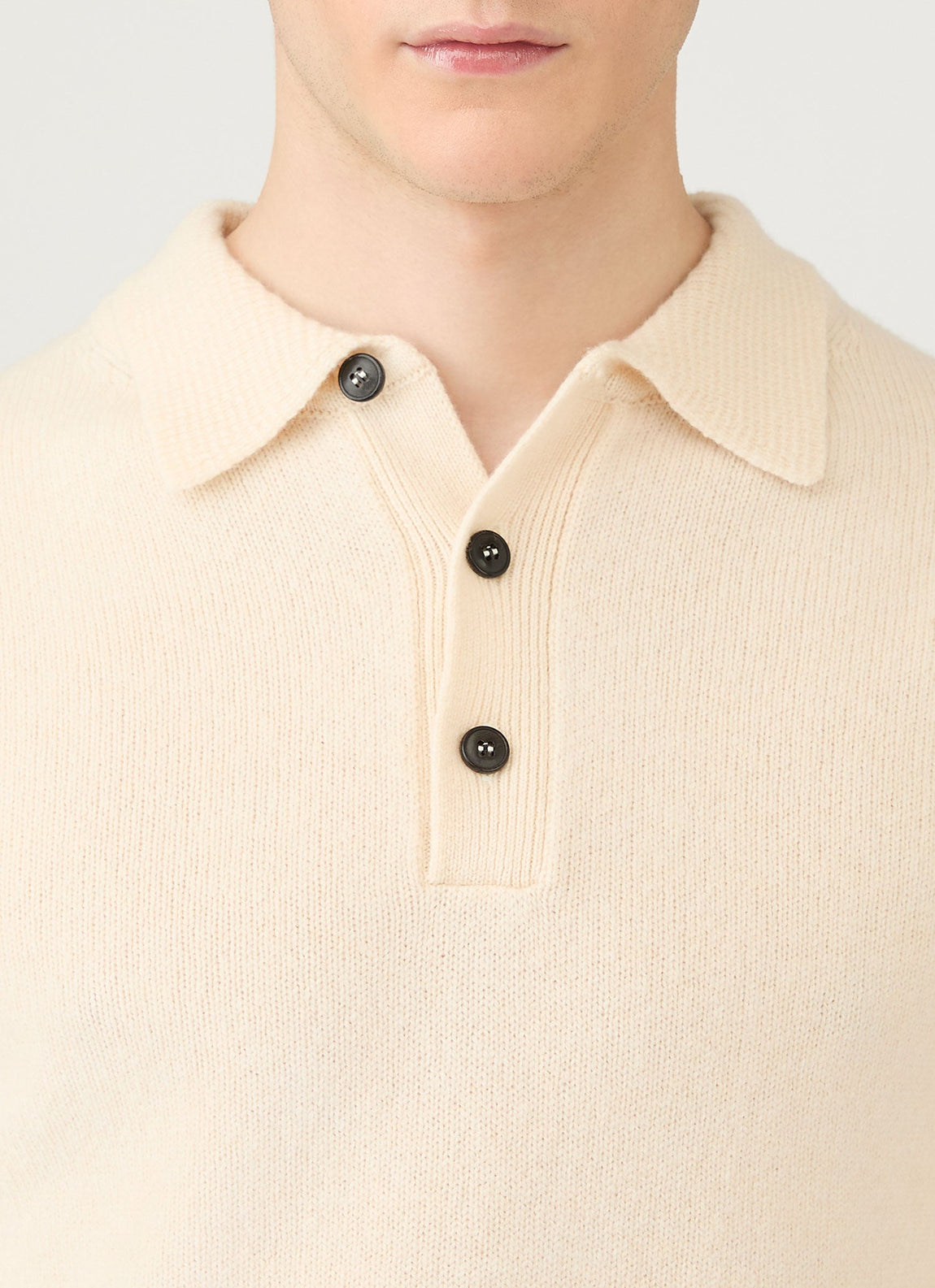 Men's Lambswool Polo Shirt in Ecru