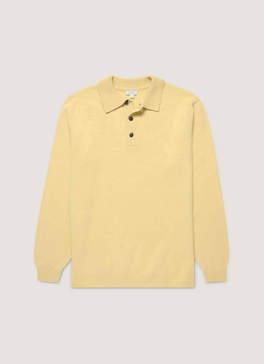 Men's Lambswool Polo Shirt in Dusty Yellow