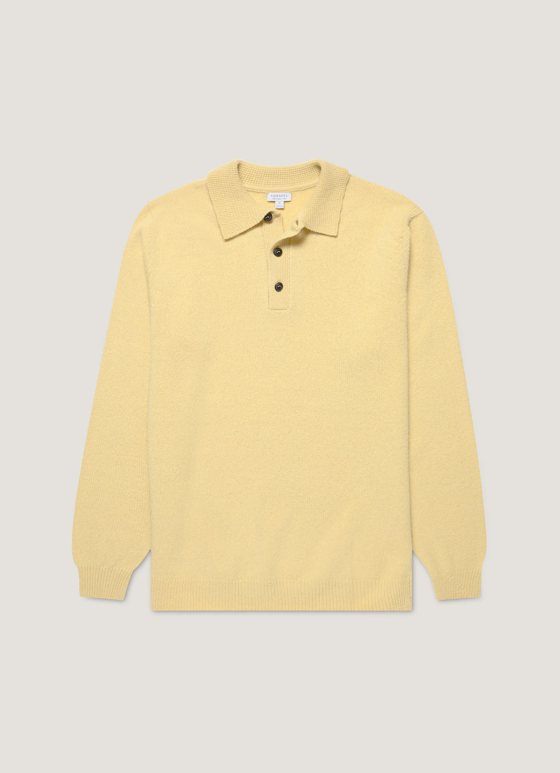Men's Lambswool Polo Shirt in Dusty Yellow