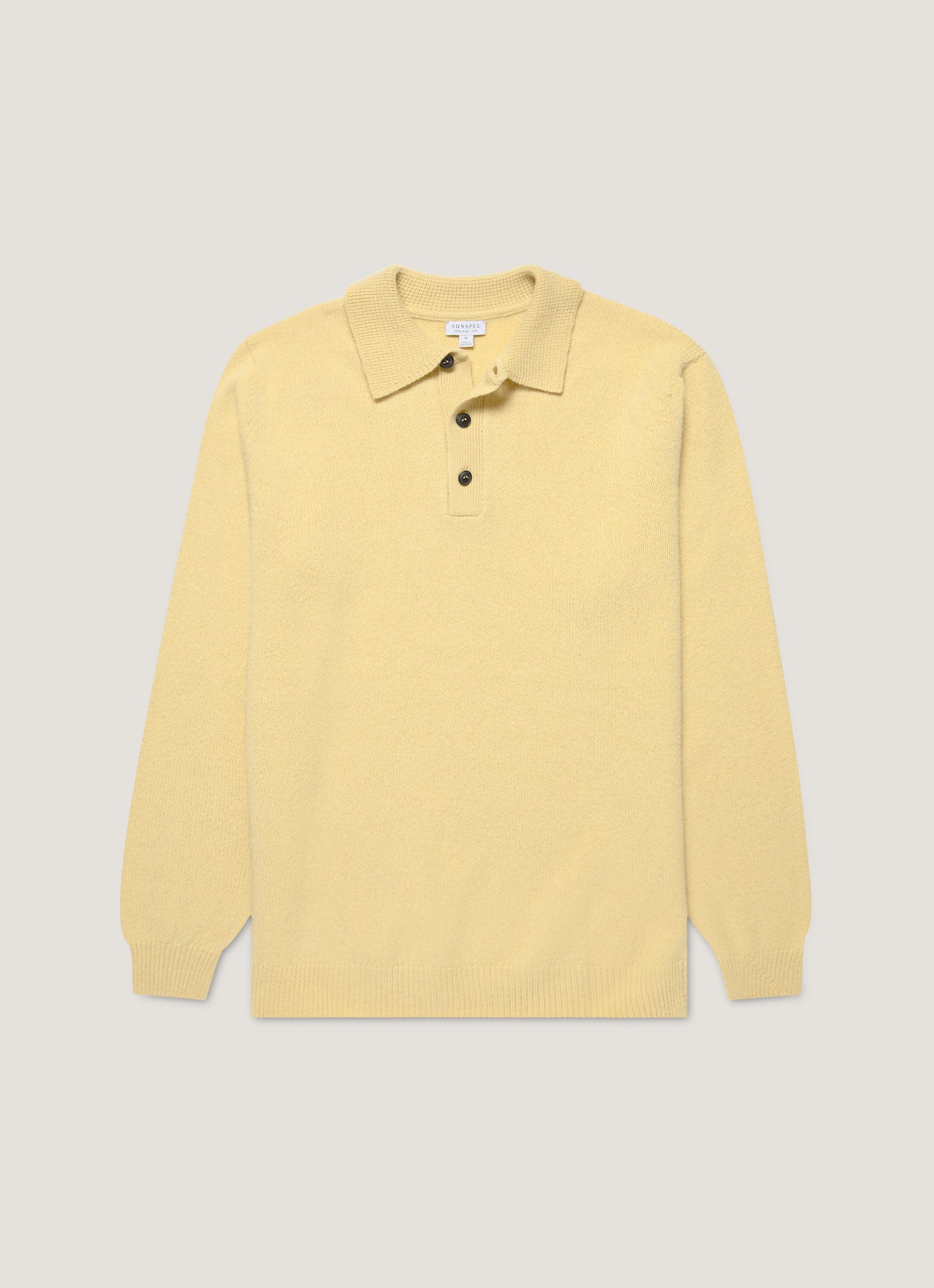 Men's Lambswool Polo Shirt in Dusty Yellow
