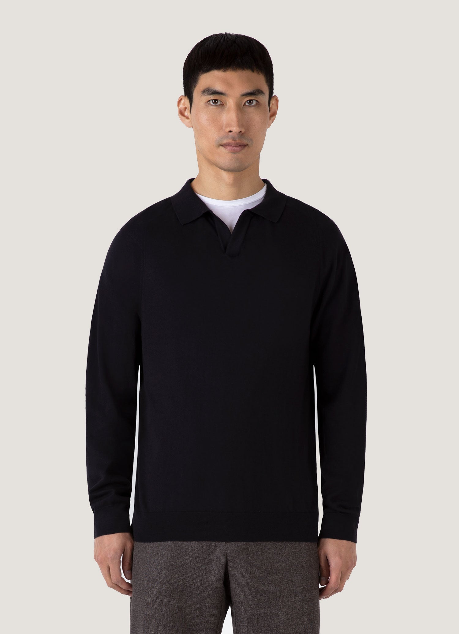Men's Sea Island Cashmere Polo Shirt in Black