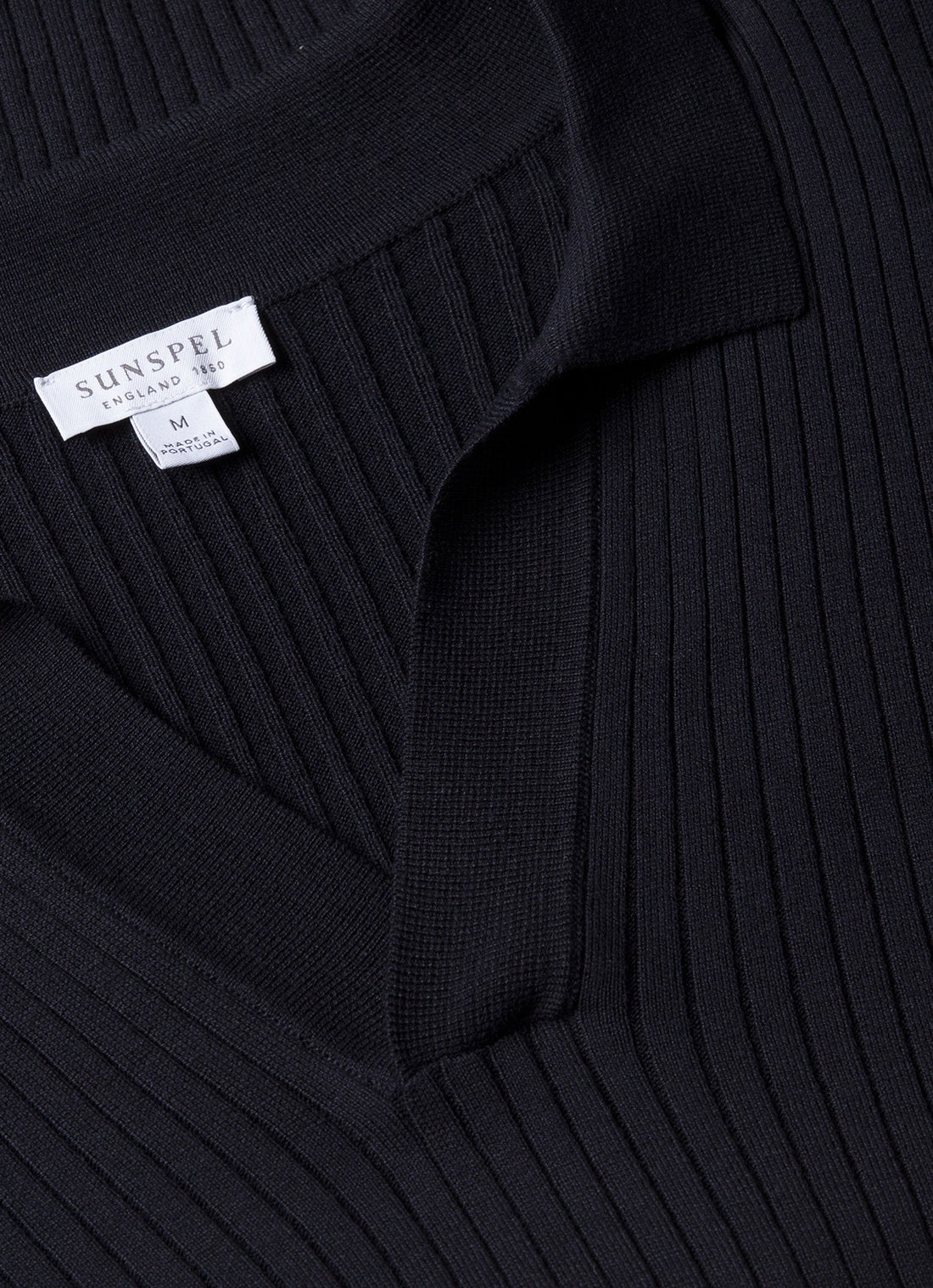 Men's Fine Rib Silk Cotton Polo Shirt in Navy