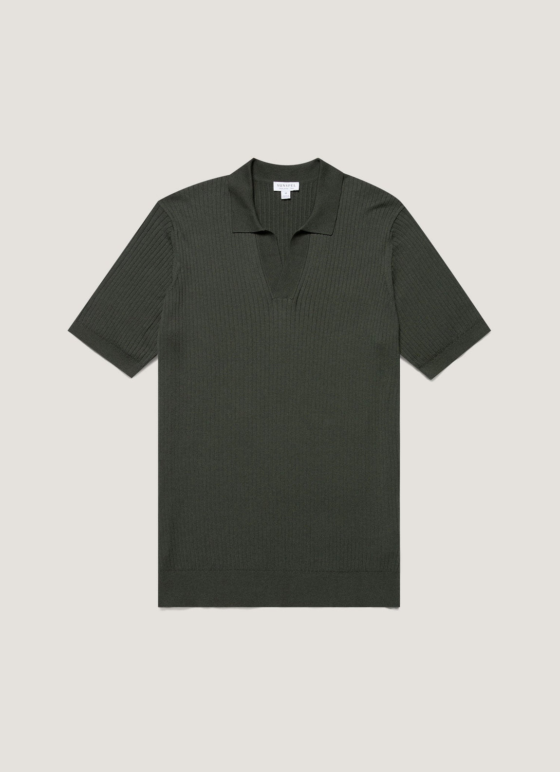 Men's Fine Rib Silk Cotton Polo Shirt in Dusk Green