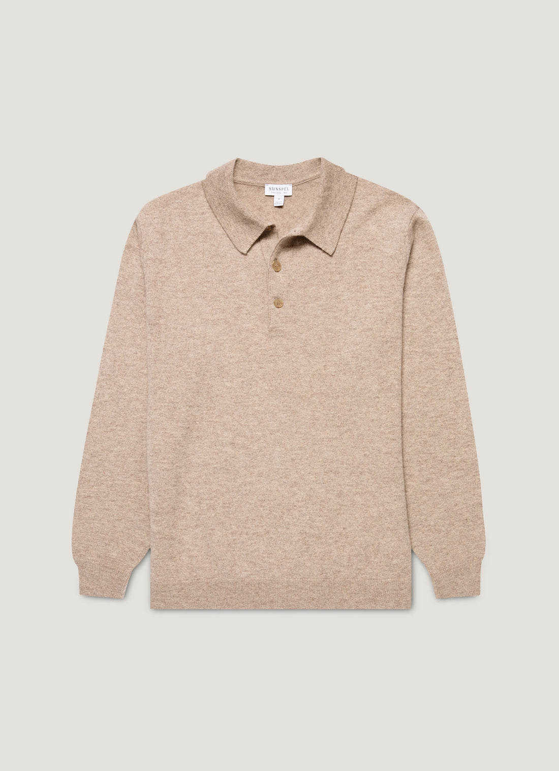 Men's Cashmere Polo Shirt in Oatmeal Melange